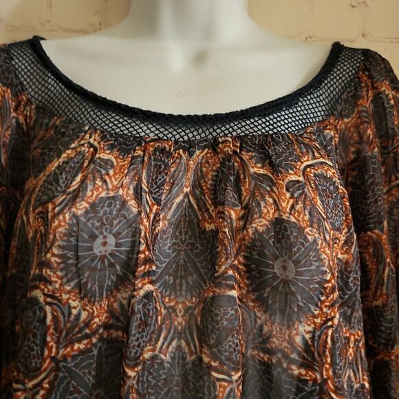 NWOT Plenty by Tracy Reese Anthropologie Chiffon Boho Print Peasant Top sz.S - Picture 2 of 8